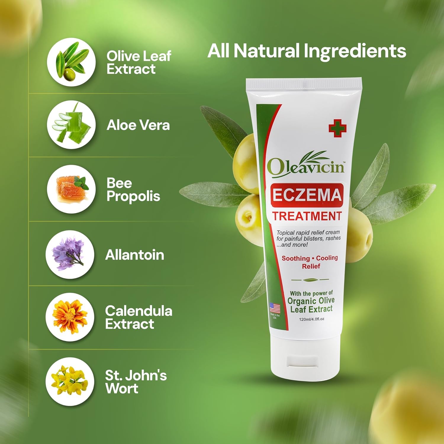 Oleavicin eczema cream texture swatch, fast absorption on skin.