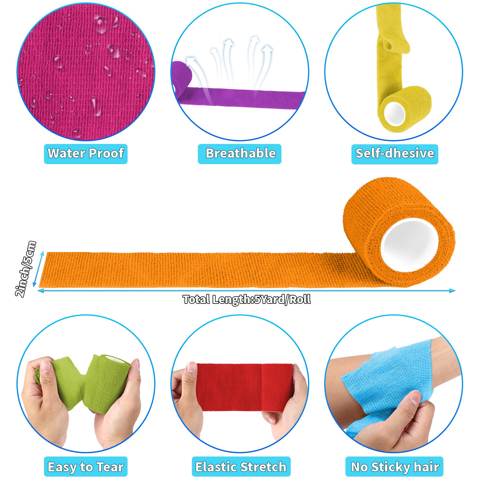 Oleitodh green cohesive bandage wrap supports joints without restricting movement