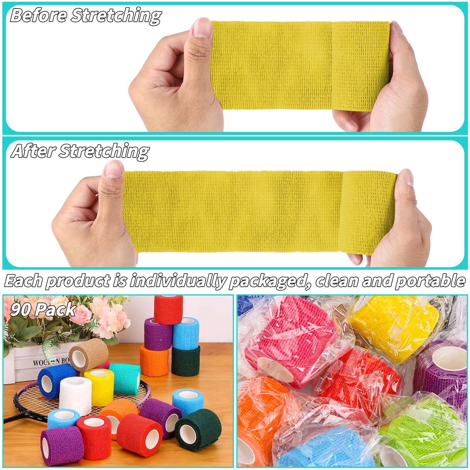 Oleitodh self-adherent wrap easy to tear by hand for quick use
