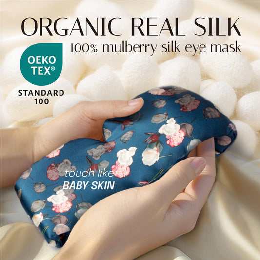 OLESILK mulberry silk eye mask close-up highlights smooth skin-friendly fabric