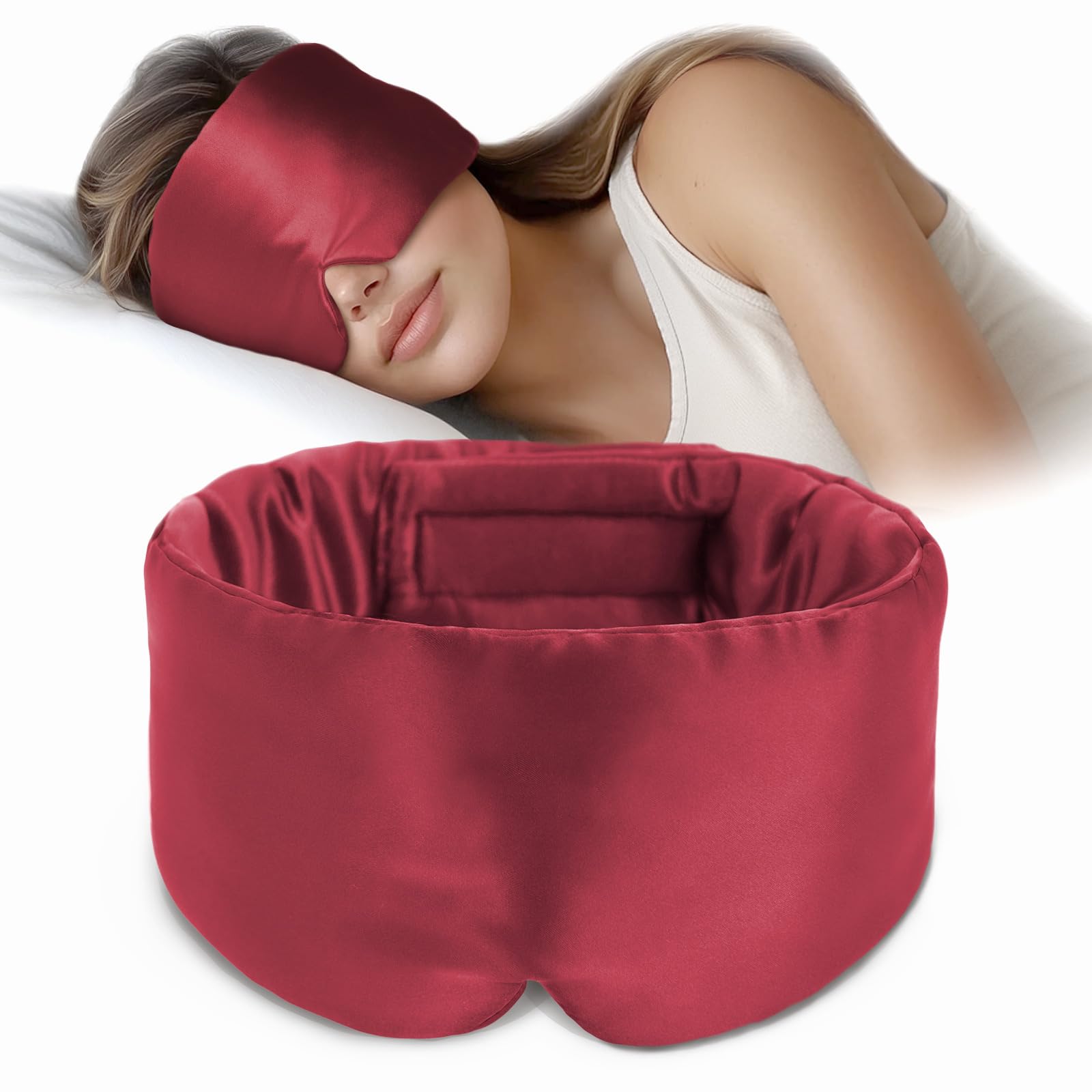 OLESILK Silk Sleep Mask with nose-wing design blocks light for deep rest.