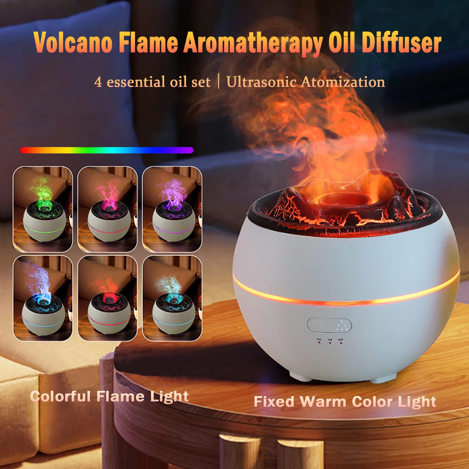 OLINLIFE Volcano Diffuser with four essential oils for immediate use