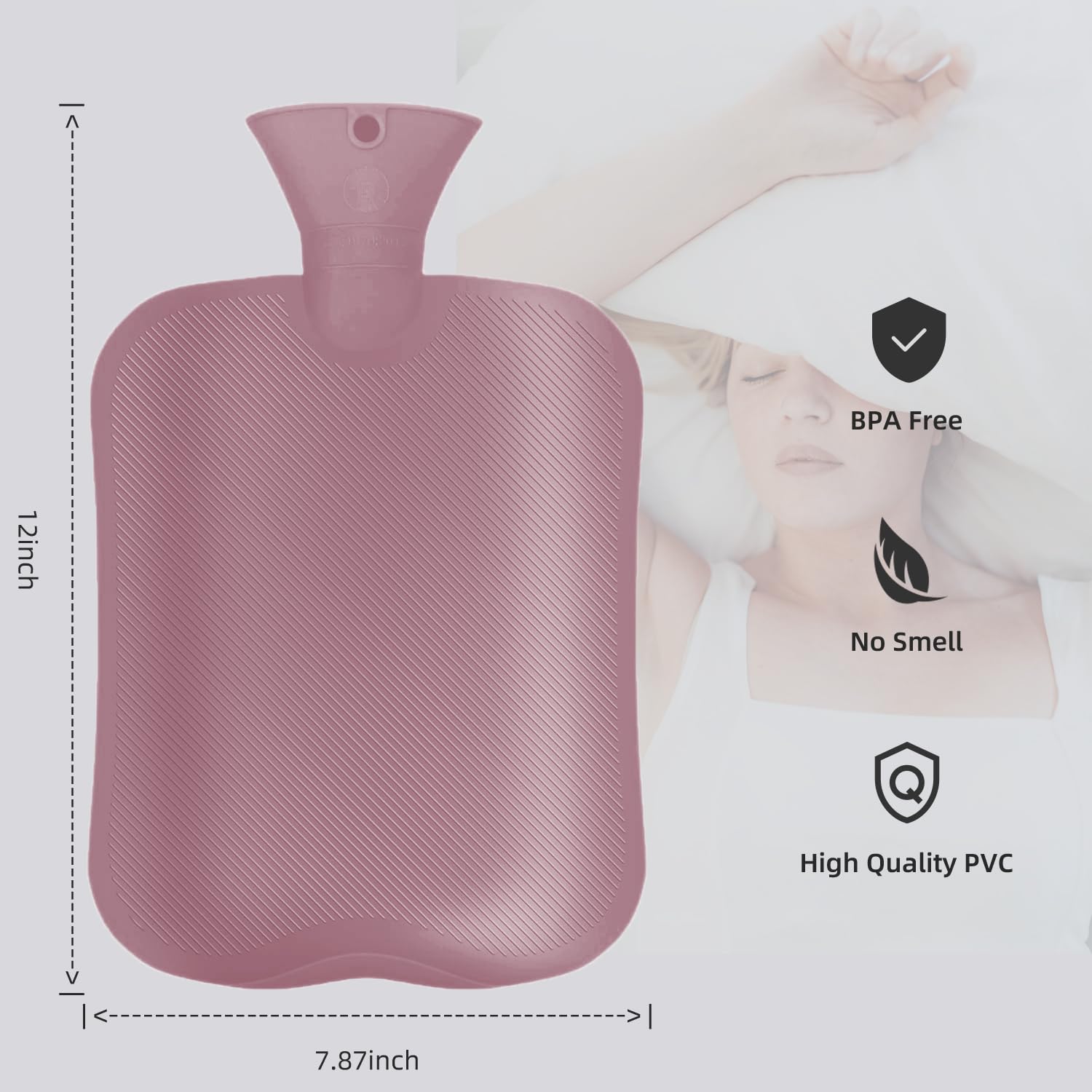 OliviaLiving hot water bottle anti-spurt lip preventing splashes during filling.