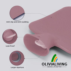 OliviaLiving knitted cover on hot water bottle adds skin protection and style.