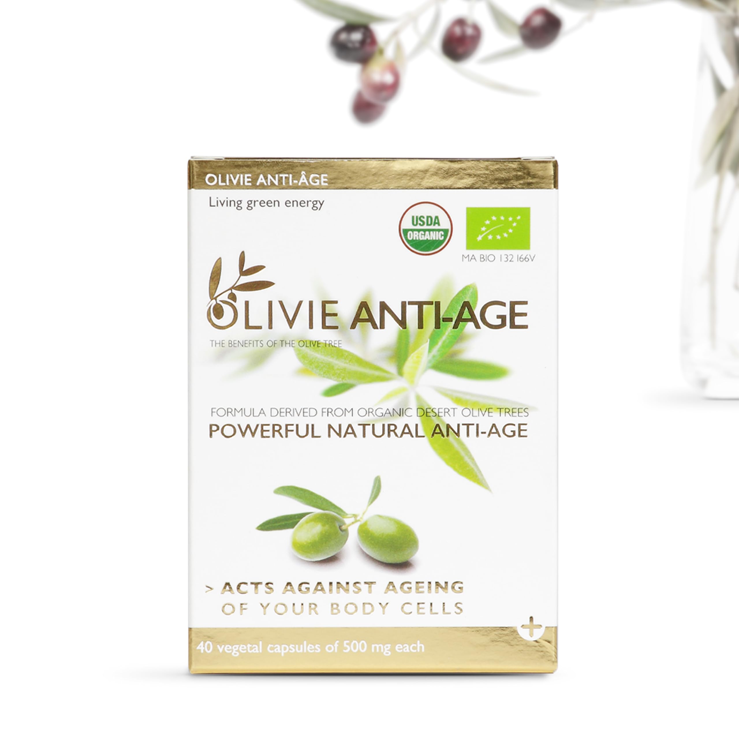 OLIVIE olive leaf antioxidant capsules for daily skin support and vitality.