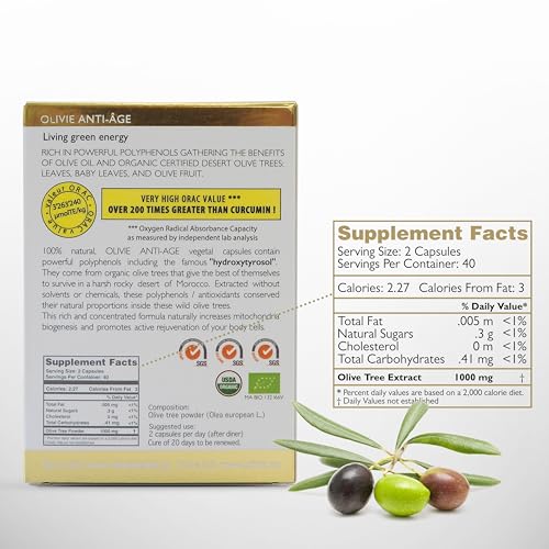 OLIVIE oleuropein-rich extract visual emphasizes natural antioxidant power.