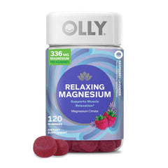OLLY Relaxing Magnesium Gummies bottle on shelf for a calm daily routine