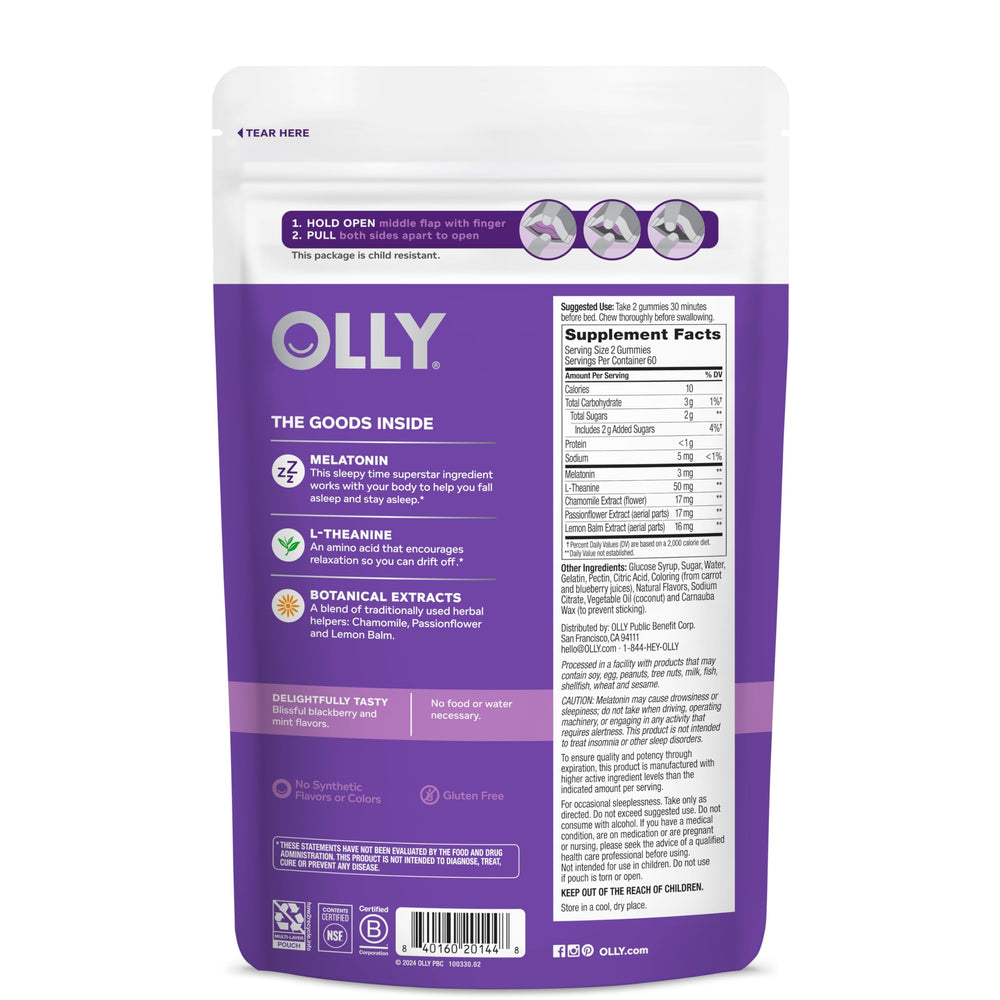 OLLY Sleep Gummies chamomile scene suggesting soothing vibes