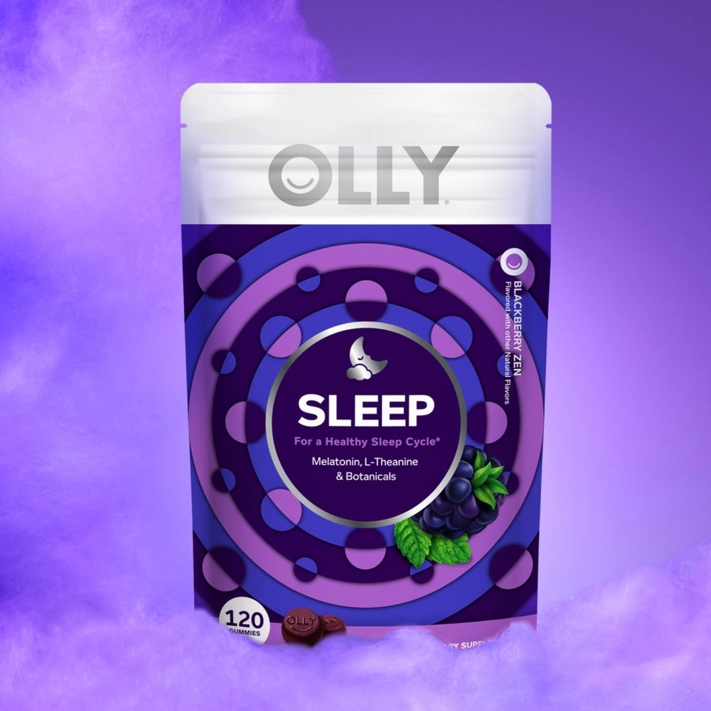 OLLY Sleep Gummies packaging pouch emphasizing eco-friendly design