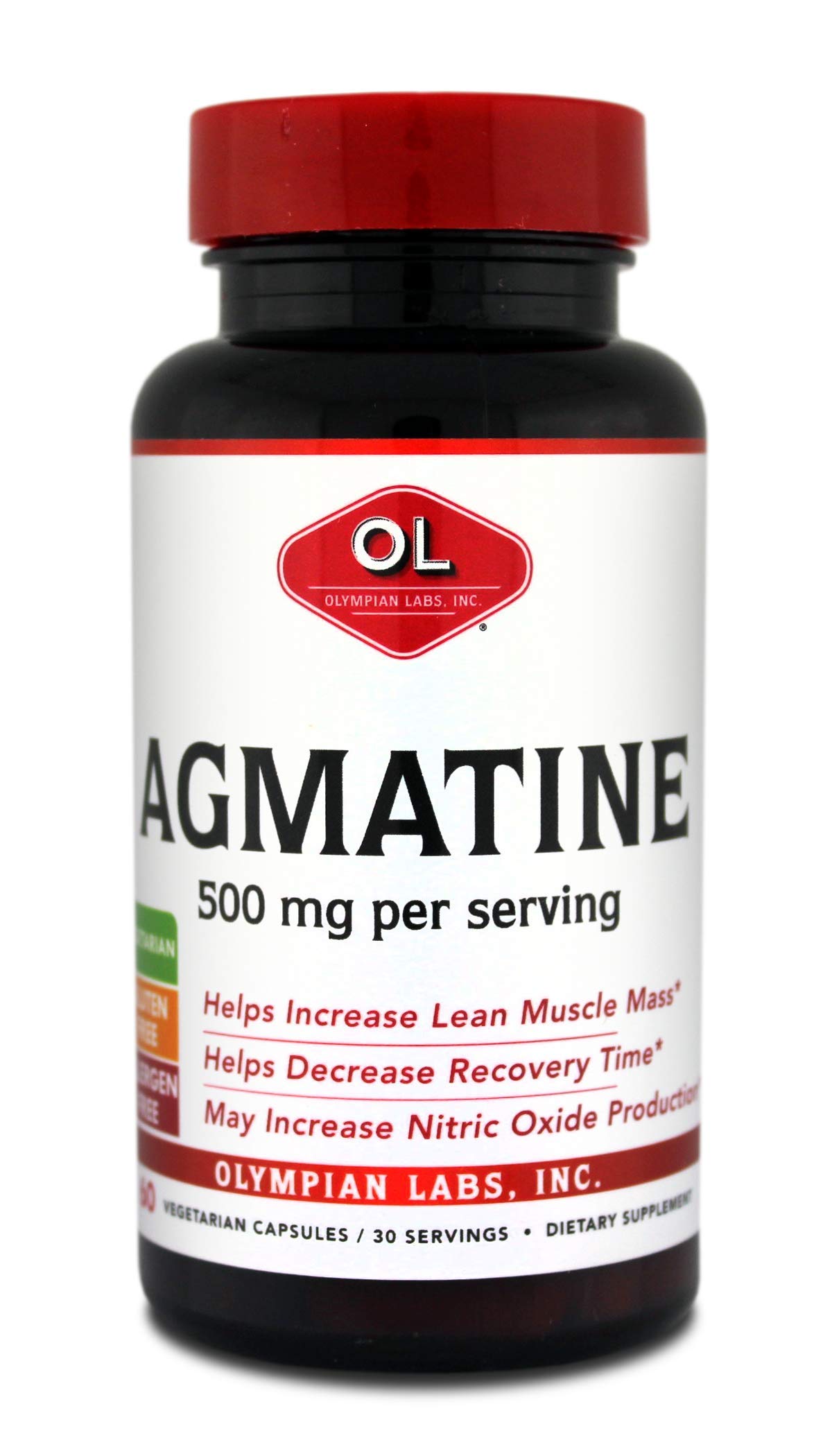 Olympian Labs Agmatine bottle with 60 vegetarian capsules for lean muscle support