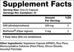 DIM 250mg bottle being poured for daily use.