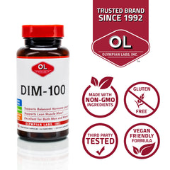 Olympian Labs DIM label close-up showing potency and dosage
