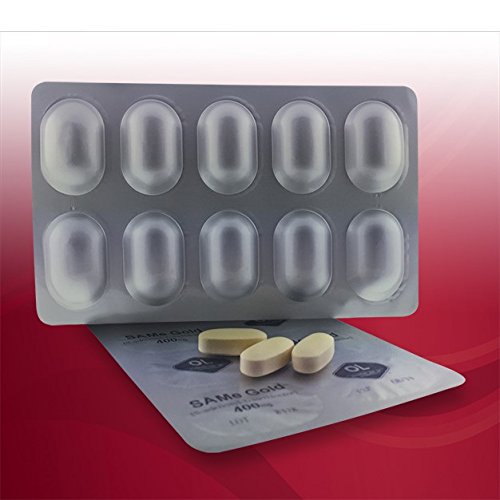 Close-up of Olympian Labs SAMe Gold tablets showing texture for joint support.