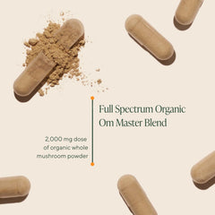 Om Master Blend capsules in daily-use context for convenient wellness.