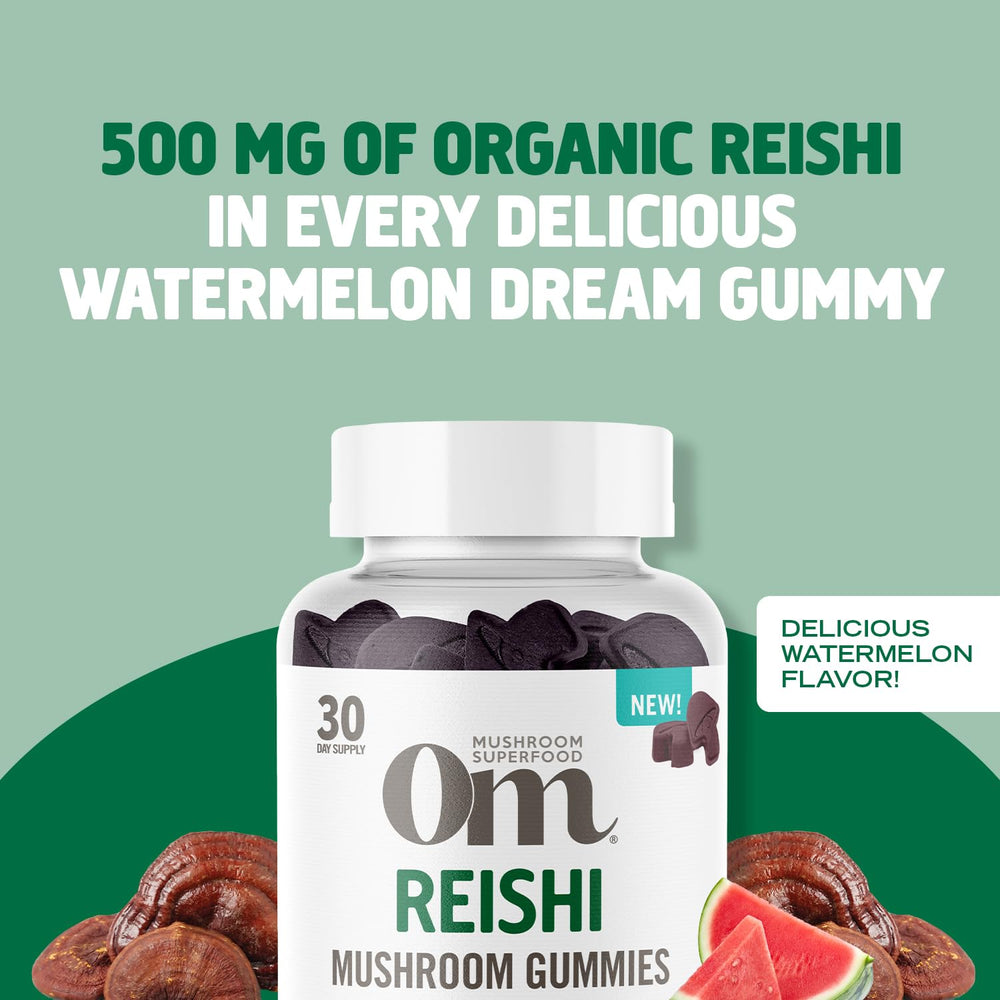 OM MUSHROOM REISHI GUMMIES Watermelon Serving suggests easy daily consumption.