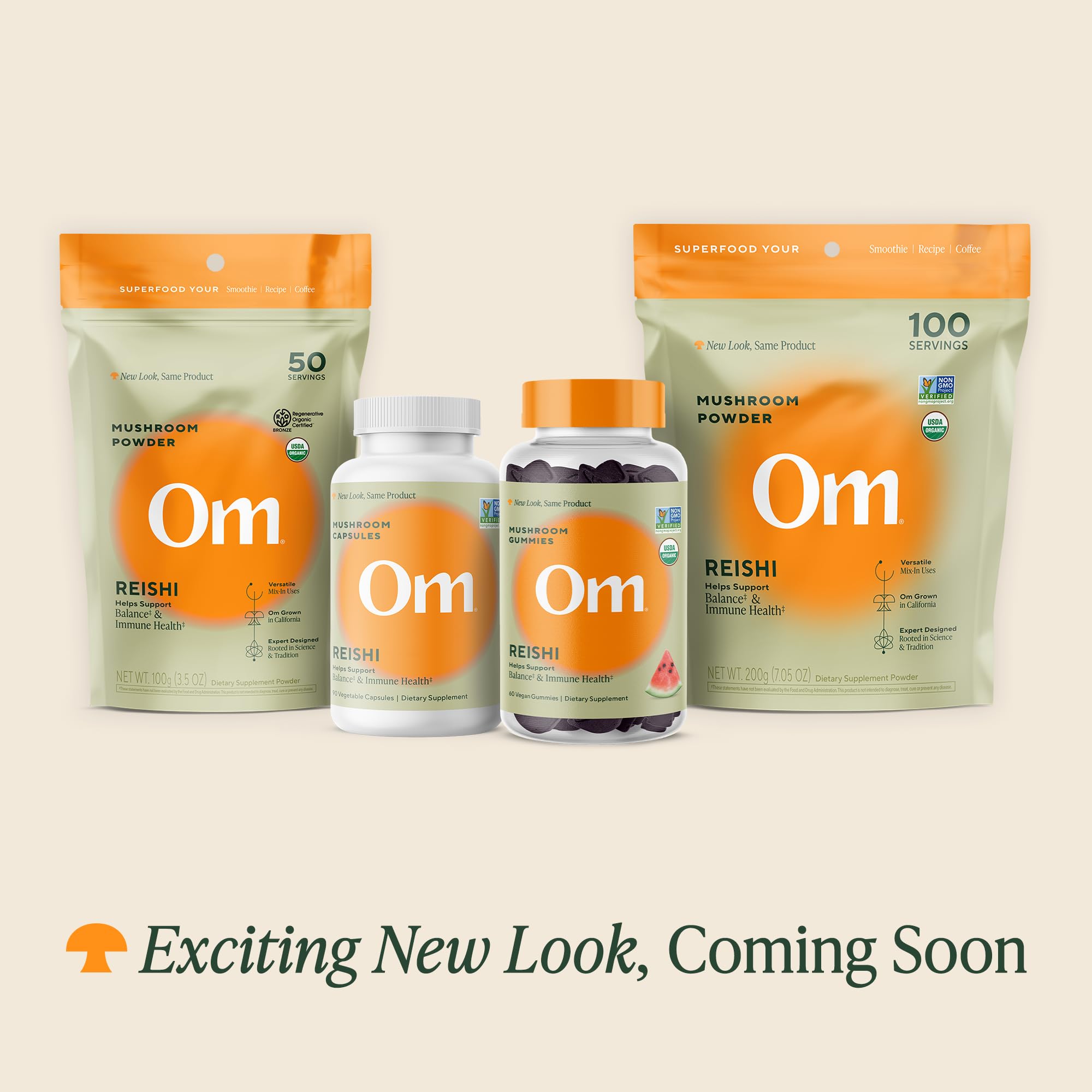 OM MUSHROOM REISHI powder in a coffee cup for a smooth energy lift.