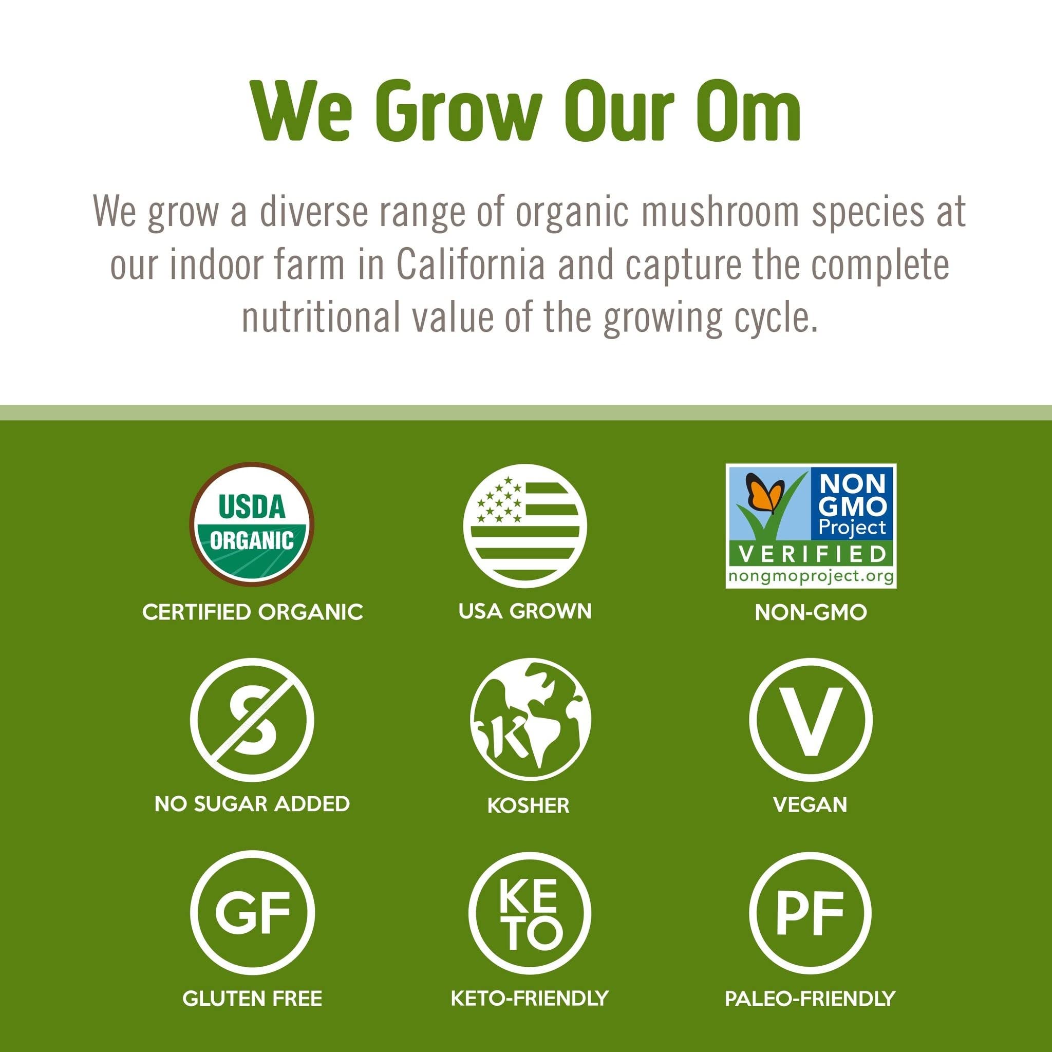 OM MUSHROOM REISHI powder blended into a smoothie for convenience.
