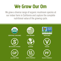 OM MUSHROOM REISHI powder blended into a smoothie for convenience.