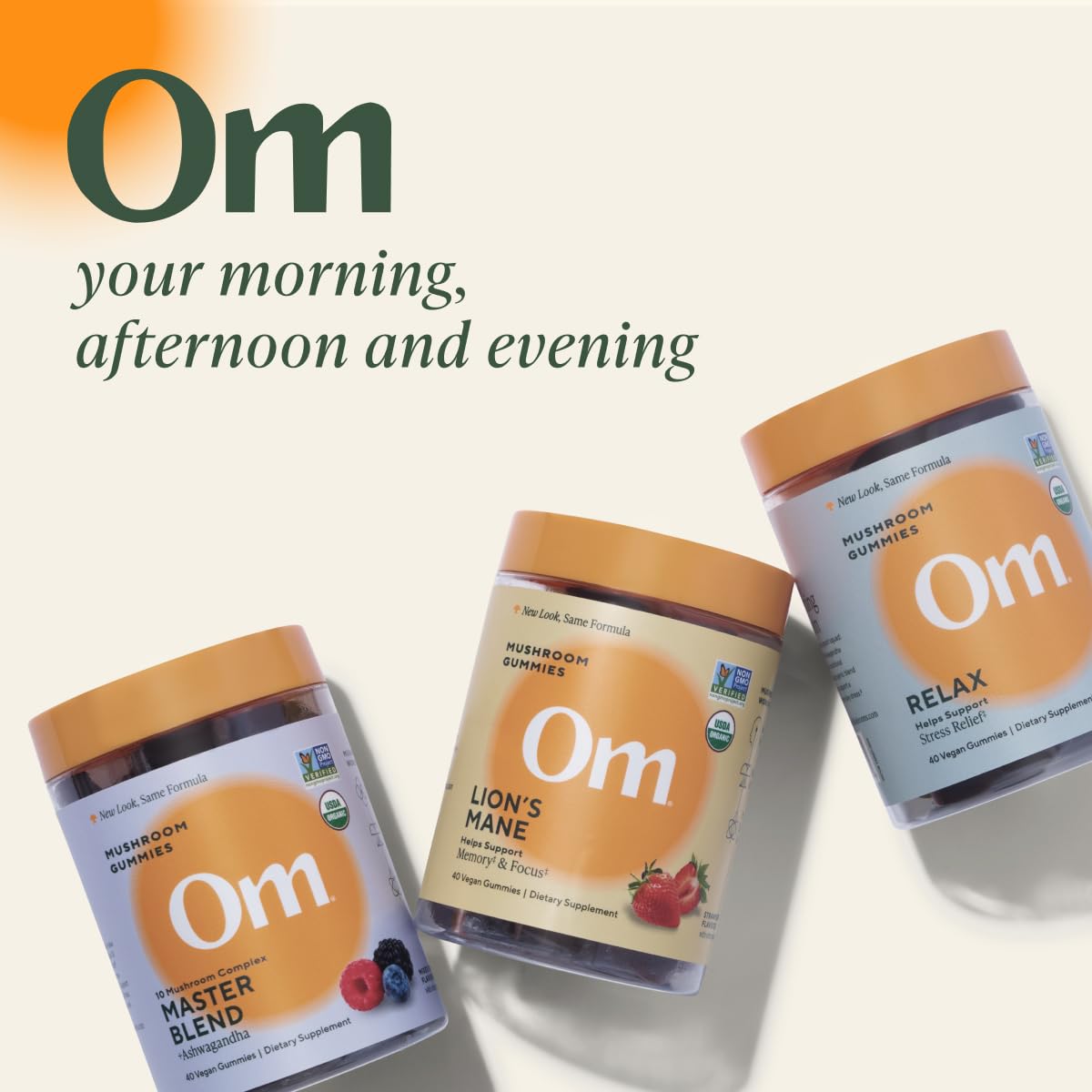 OM Mushroom Superfood Fruity-flavor closeup highlights sweet tangy taste.