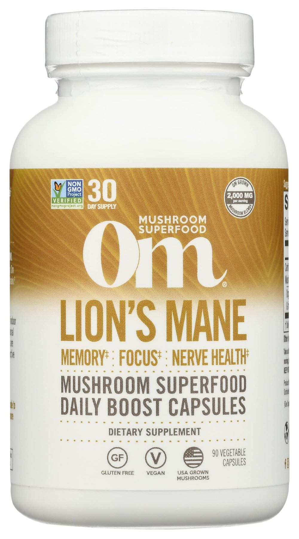 OM Mushroom Superfood Lions Mane capsules offer focus support and mood balance.