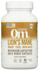 OM Mushroom Superfood Lions Mane capsules offer focus support and mood balance.