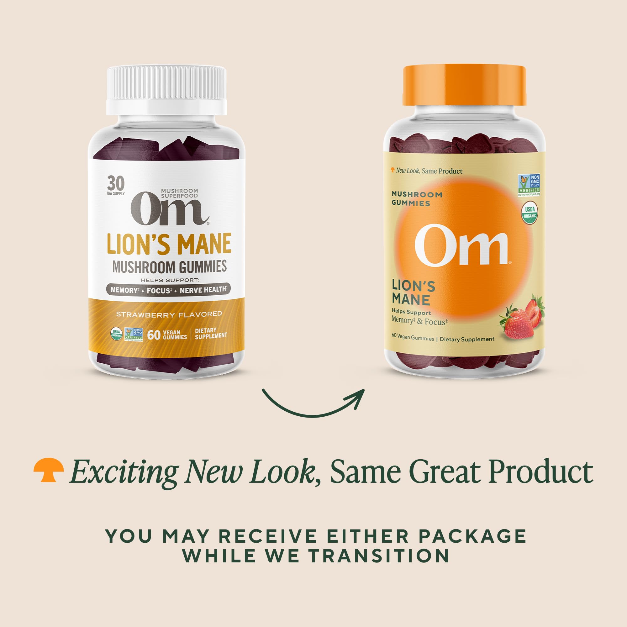 60-count OM Lion’s Mane Gummies packaging for extended daily use