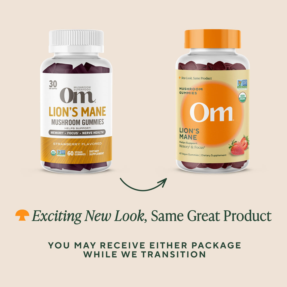 60-count OM Lion’s Mane Gummies packaging for extended daily use