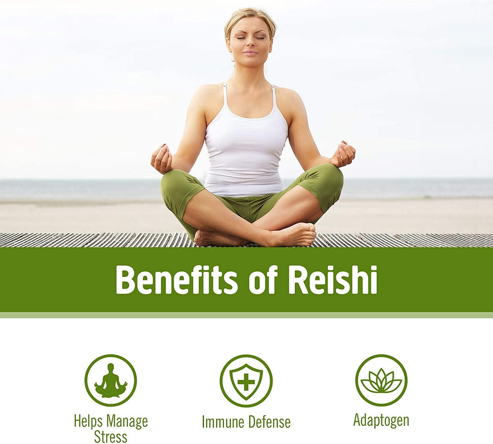 OM Mushroom Superfood Reishi capsules close-up highlight organic ingredients