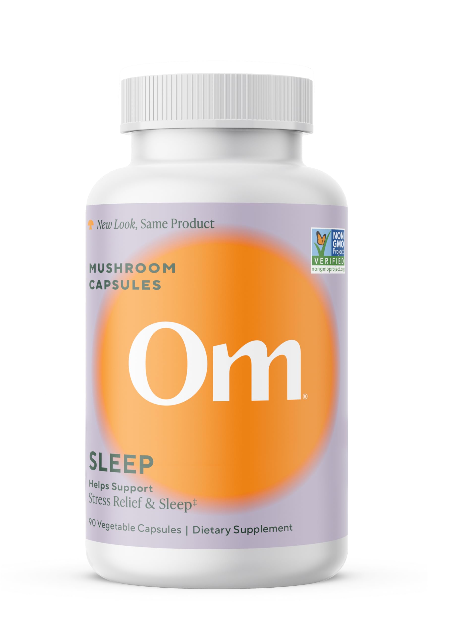 OM Mushroom Superfood Sleep Capsules bottle promotes restful sleep support.
