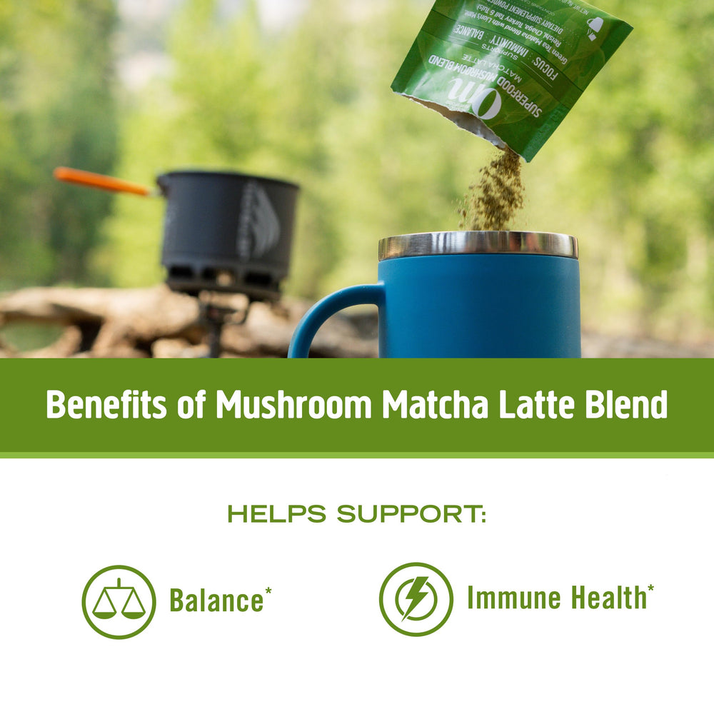 OM MUSHROOM SUPERFOOD third-party testing seal closeup signals purity and potency assurance