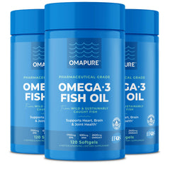 OMAPURE fish oil bottle 3-pack for convenient daily omega-3 intake
