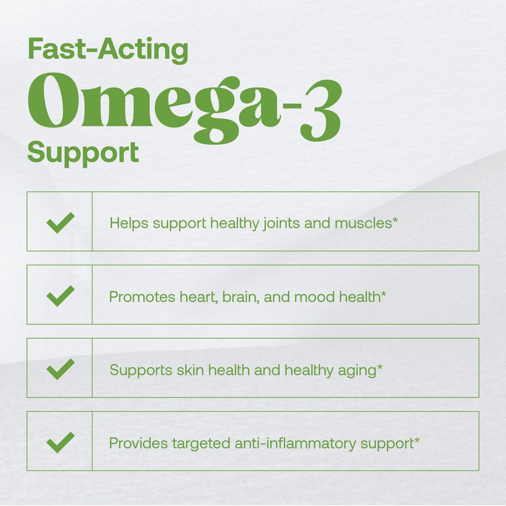 Close-up of Omax3 softgels showing burpless capsules for easy daily use.