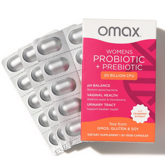Omax3 women's probiotic bottle cap for daily balance and vaginal health
