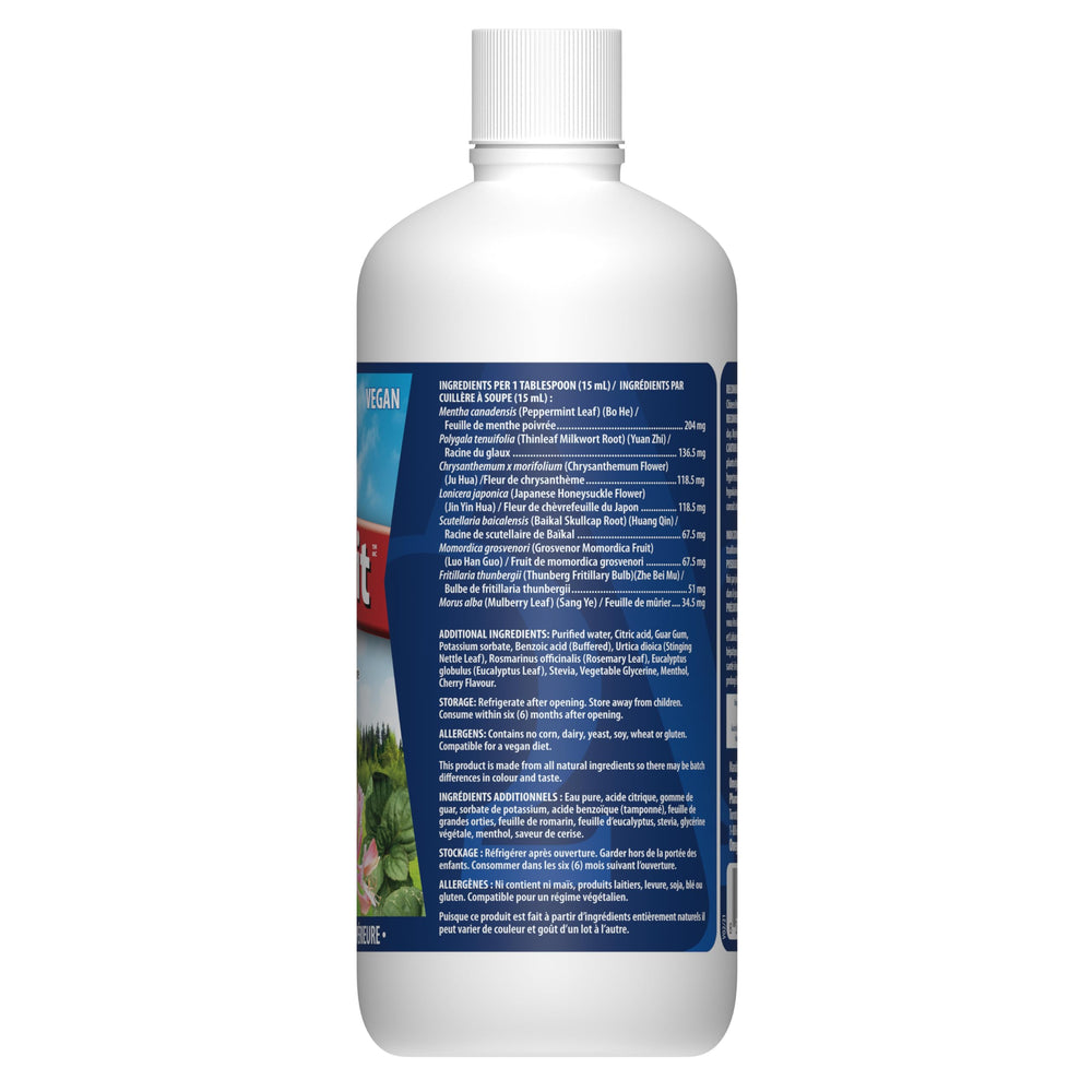 Omega Alpha Resprit label closeup highlights key herbal ingredients.