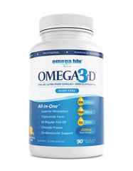 Omega Blu triple-strength capsules being poured for easy daily Omega-3 intake
