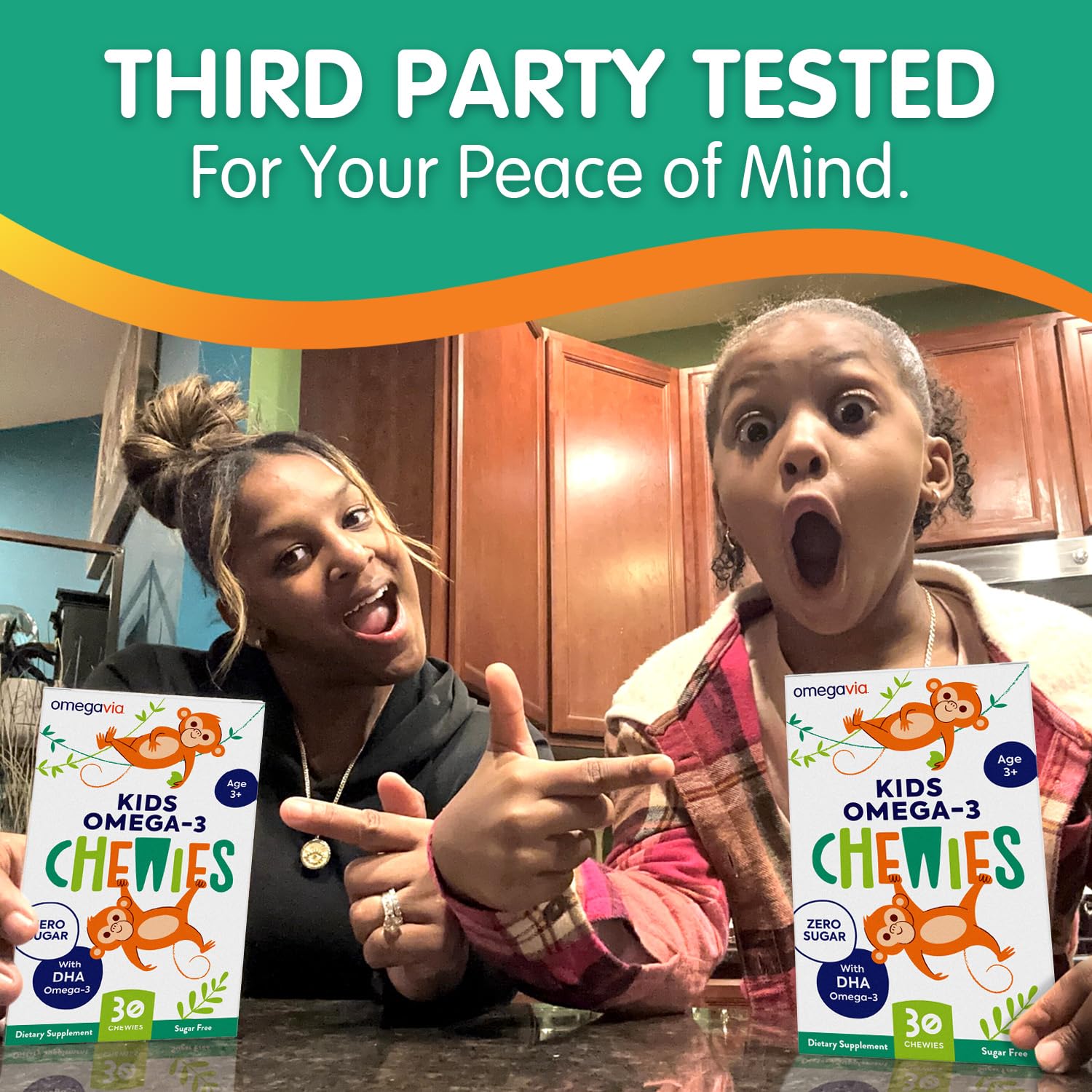 OmegaVia Kids Omega 3 Gummies micro bubbles reduce fishy taste while delivering DHA.
