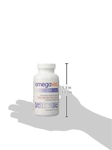 OmegaVia easy-to-swallow softgels pictured on bottle