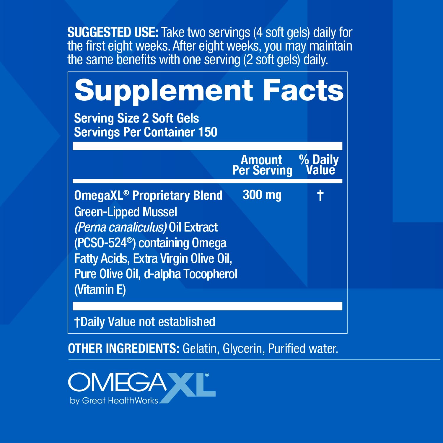 OmegaXL gluten-free and allergen-free claim on label