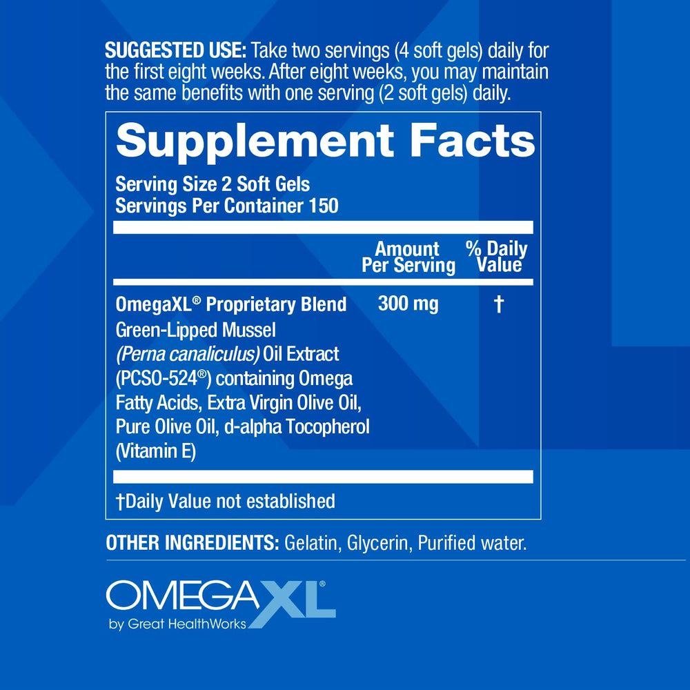 OmegaXL gluten-free and allergen-free claim on label