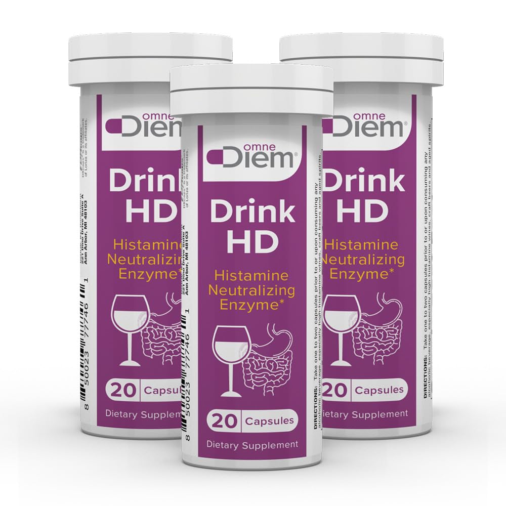 Omne Diem DrinkHD bottle front view, on-the-go digestion support.
