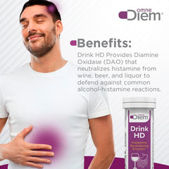 Omne Diem DrinkHD bottle pour, easy-to-use daily enzyme.
