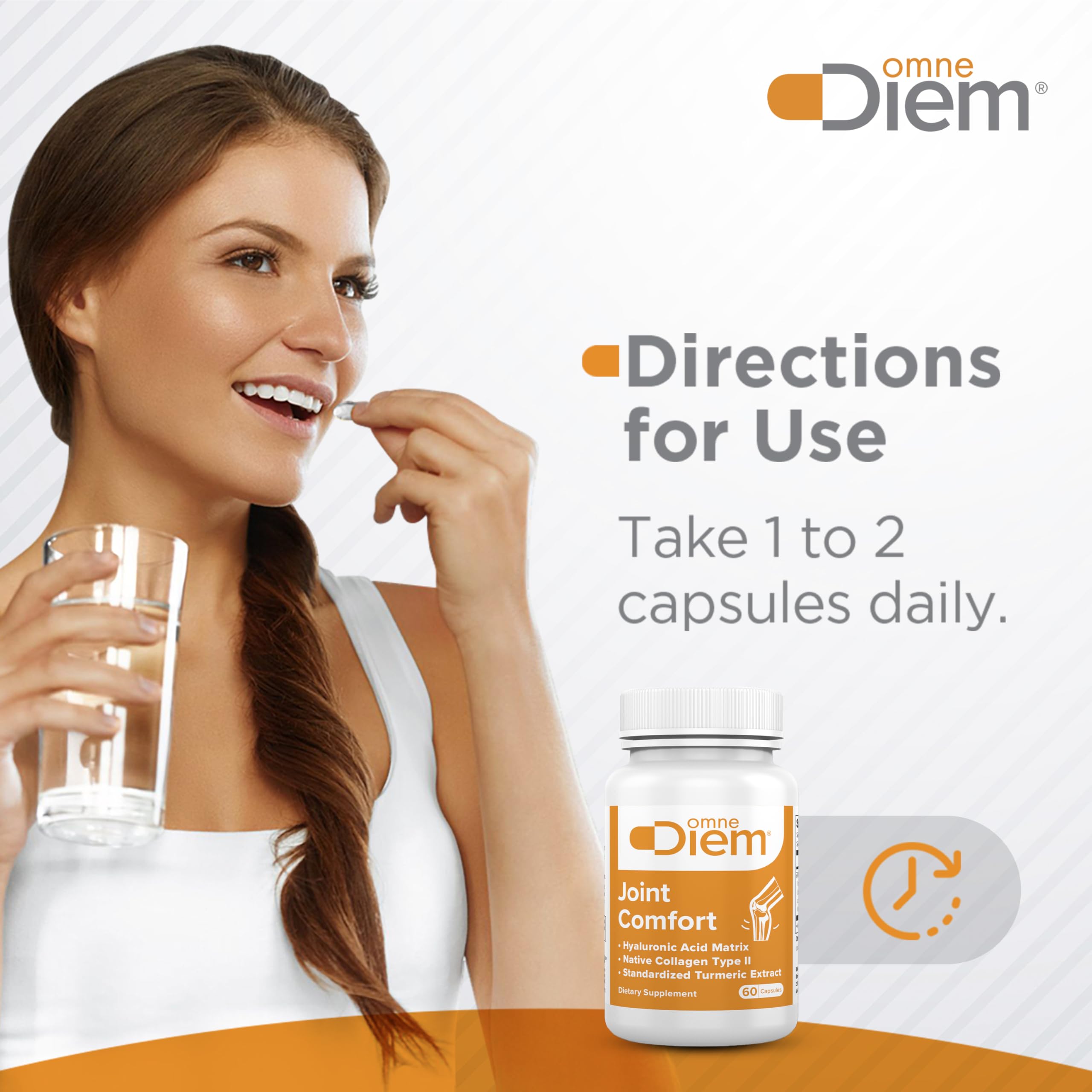 OmneDiem Joint Comfort Zoara bottle close-up highlights premium ingredients.