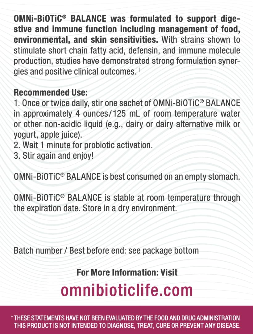 OMNi BiOTiC Balance immune-support graphic highlighting gut-immune connection