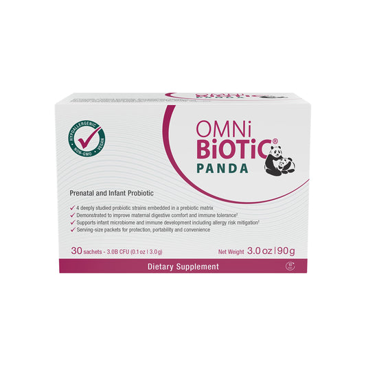 OMNi BiOTiC Panda infant probiotic powder supports baby's digestion and immunity.