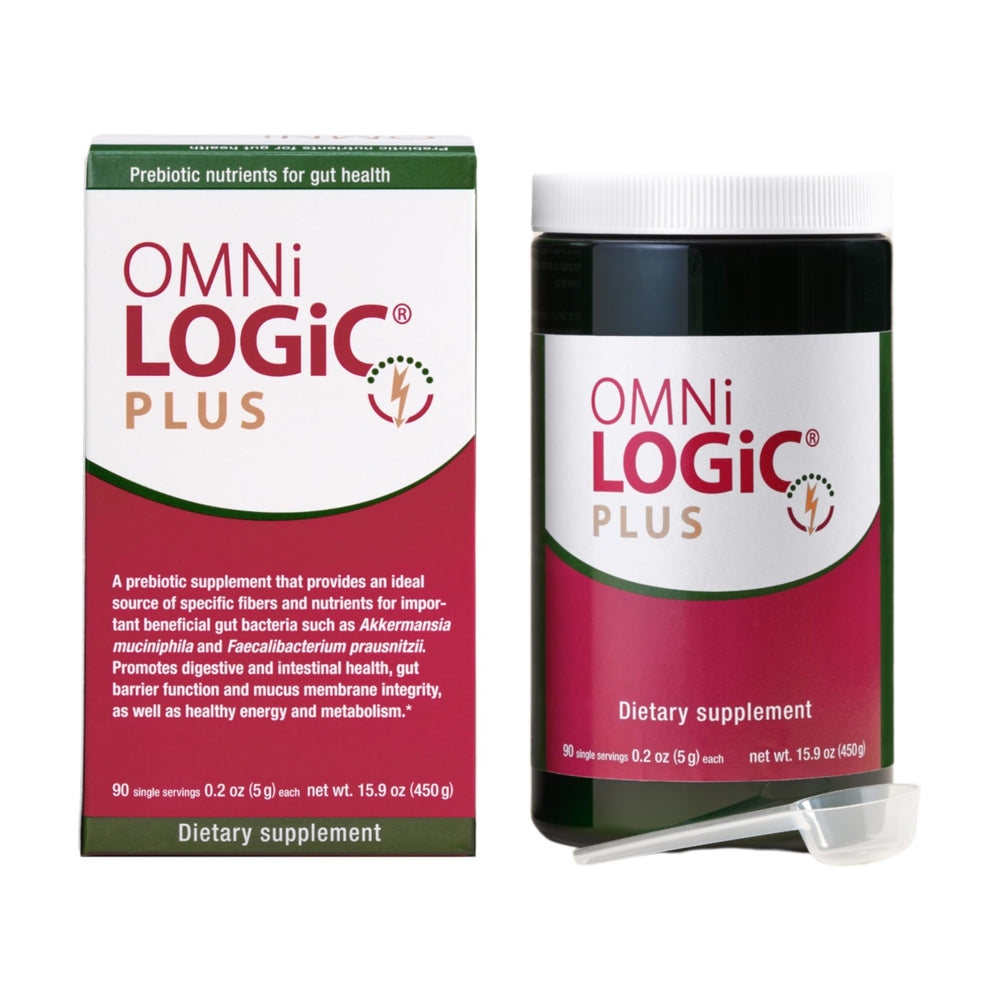 OMNi BiOTiC Omni-Logic Plus bottle label view for daily prebiotic fiber.