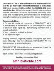OMNi BiOTiC AB 10 dissolves in water for quick probiotic activation.