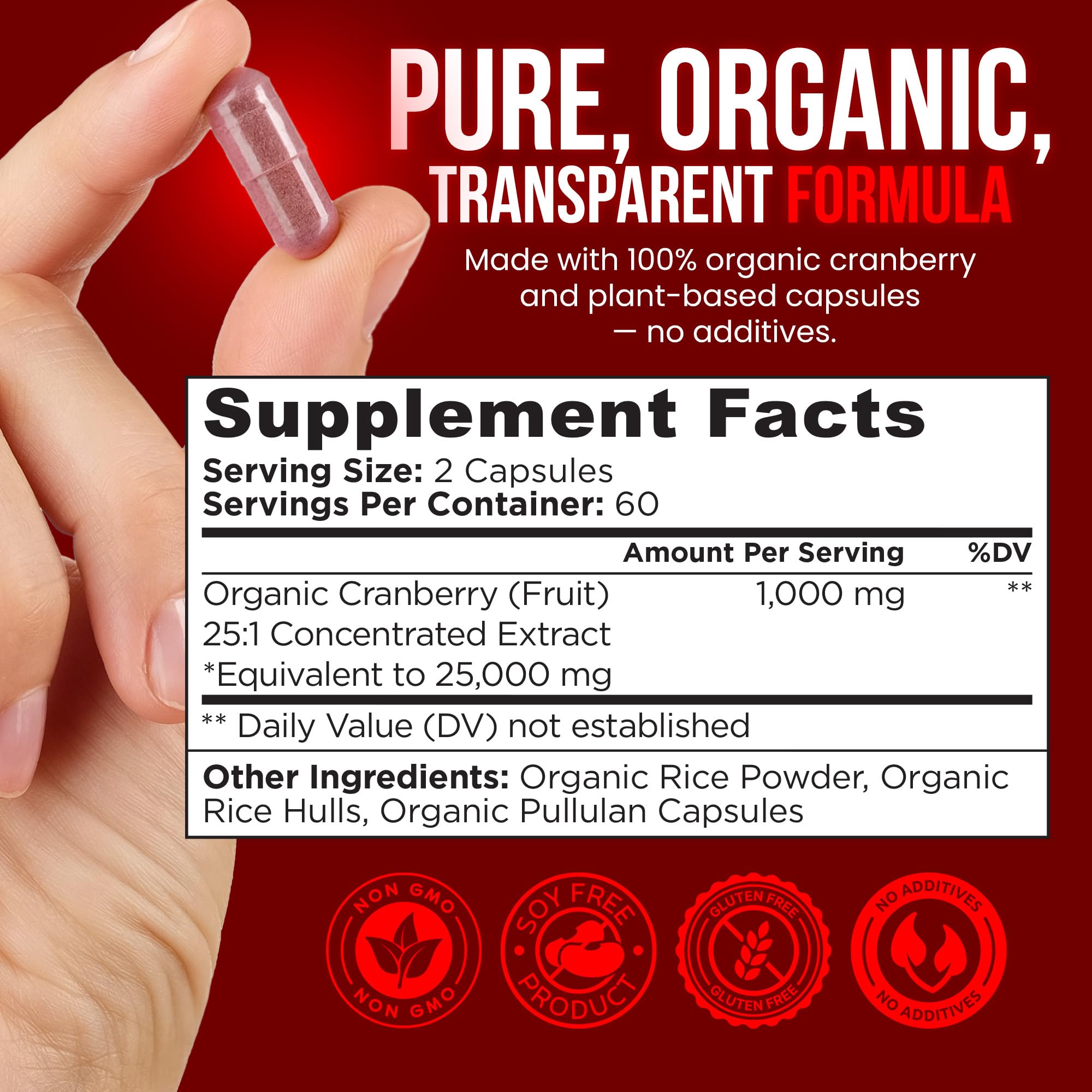 OmniBiotics cranberry pills women capsules illustrate vegan, plant-based daily supplement.