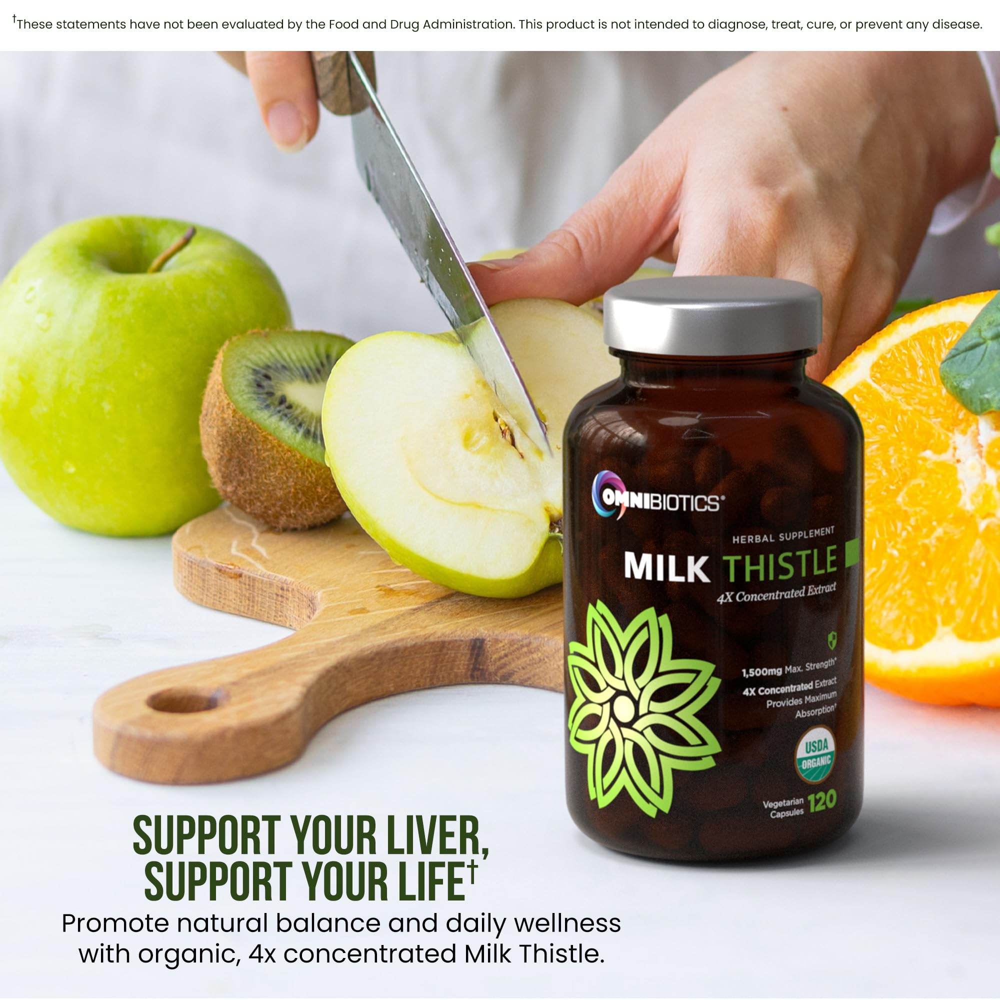 OmniBiotics liver support illustration communicates holistic wellness for everyday living.