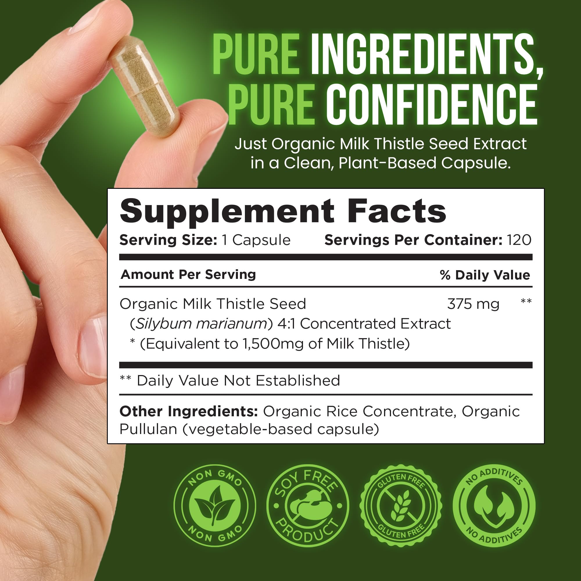 OmniBiotics Organic certification label confirms organic quality and non-GMO ingredients.