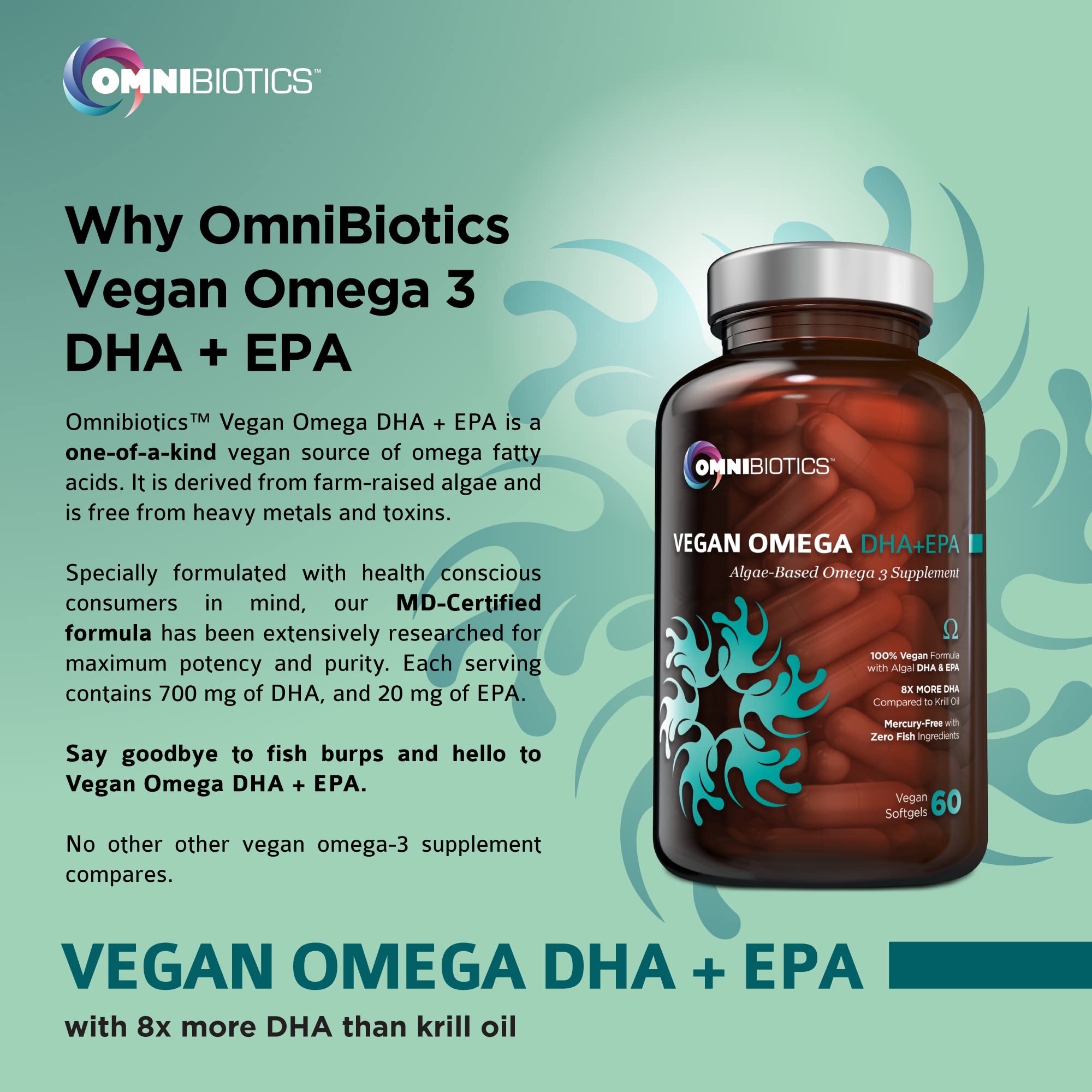 Prenatal scene with a pregnant user incorporating OmniBiotics Omega-3 into daily routine.